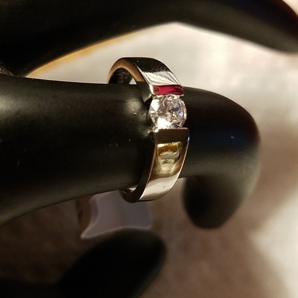 Rhinestone Silver Tone Ring - Picture 2 of 2